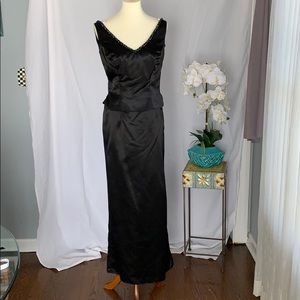 Panoply bridesmaid dress black satin long size 12